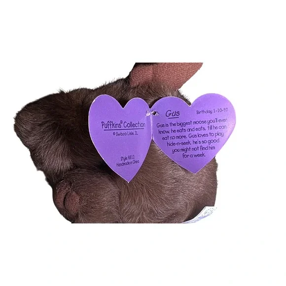 Vintage Swibco Puffkins Gus the Moose Plush Animal 1994 Collectible toy - Picture 4 of 6